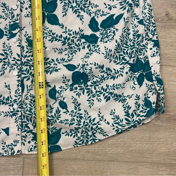 Lands' End Floral Teal Top Shirt Blouse Plus Size 18P 18 Petite 3/4 sleeves - Picture 8 of 8